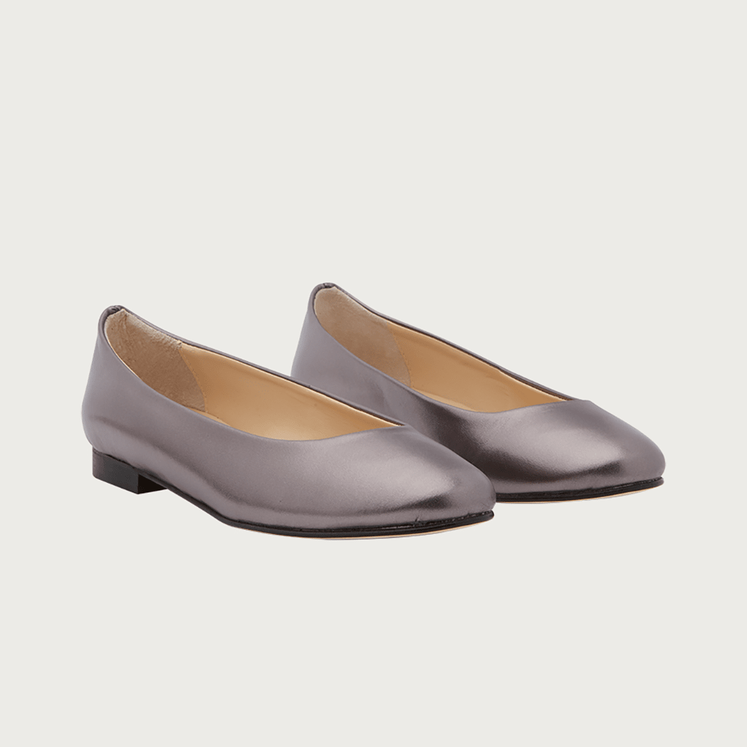 BABY GUNMETAL LEATHER Flats andreacarrano