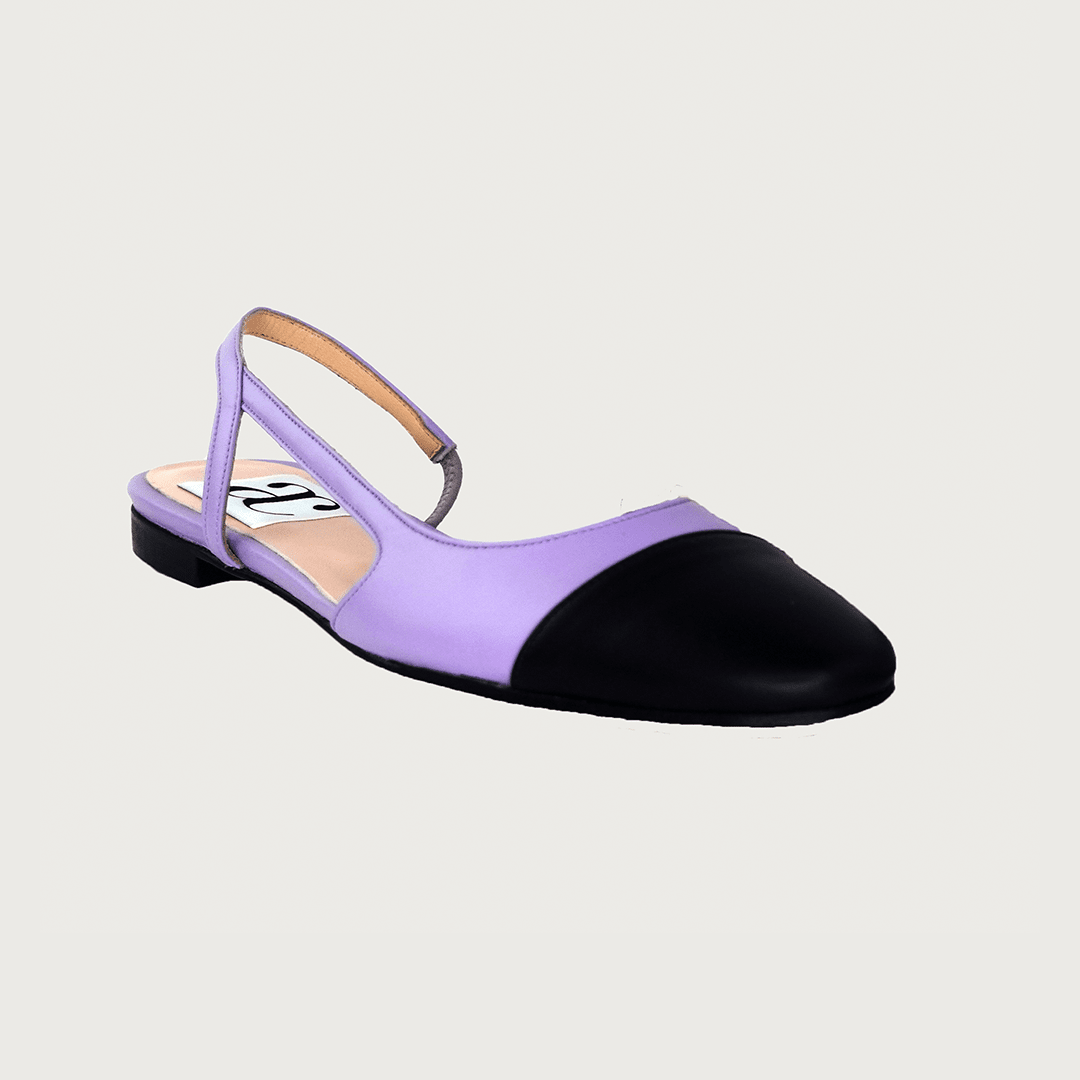 Chloe .5' Slingback Lavender-Black Leather Flats andreacarrano