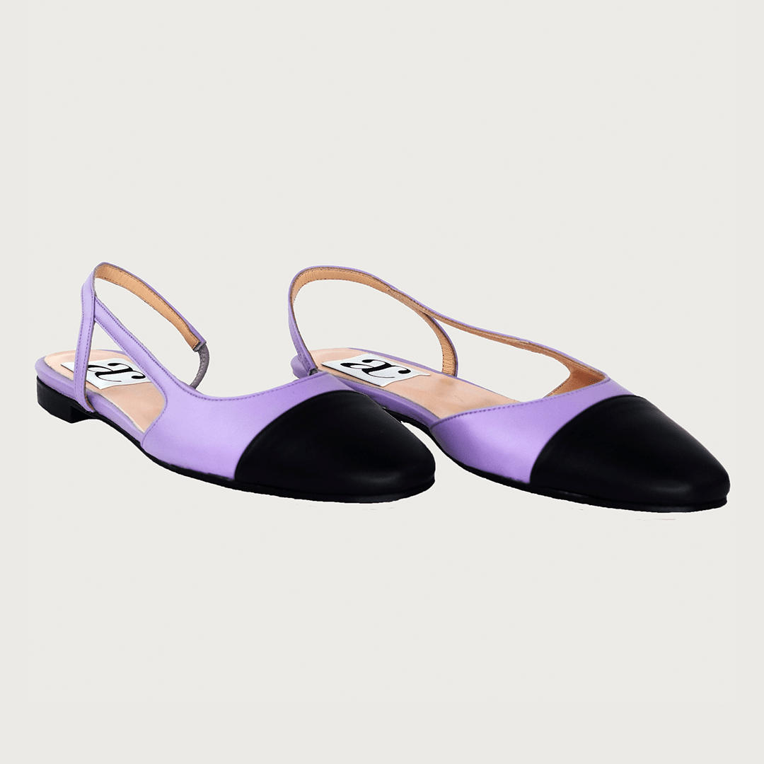 Chloe .5' Slingback Lavender-Black Leather Flats andreacarrano