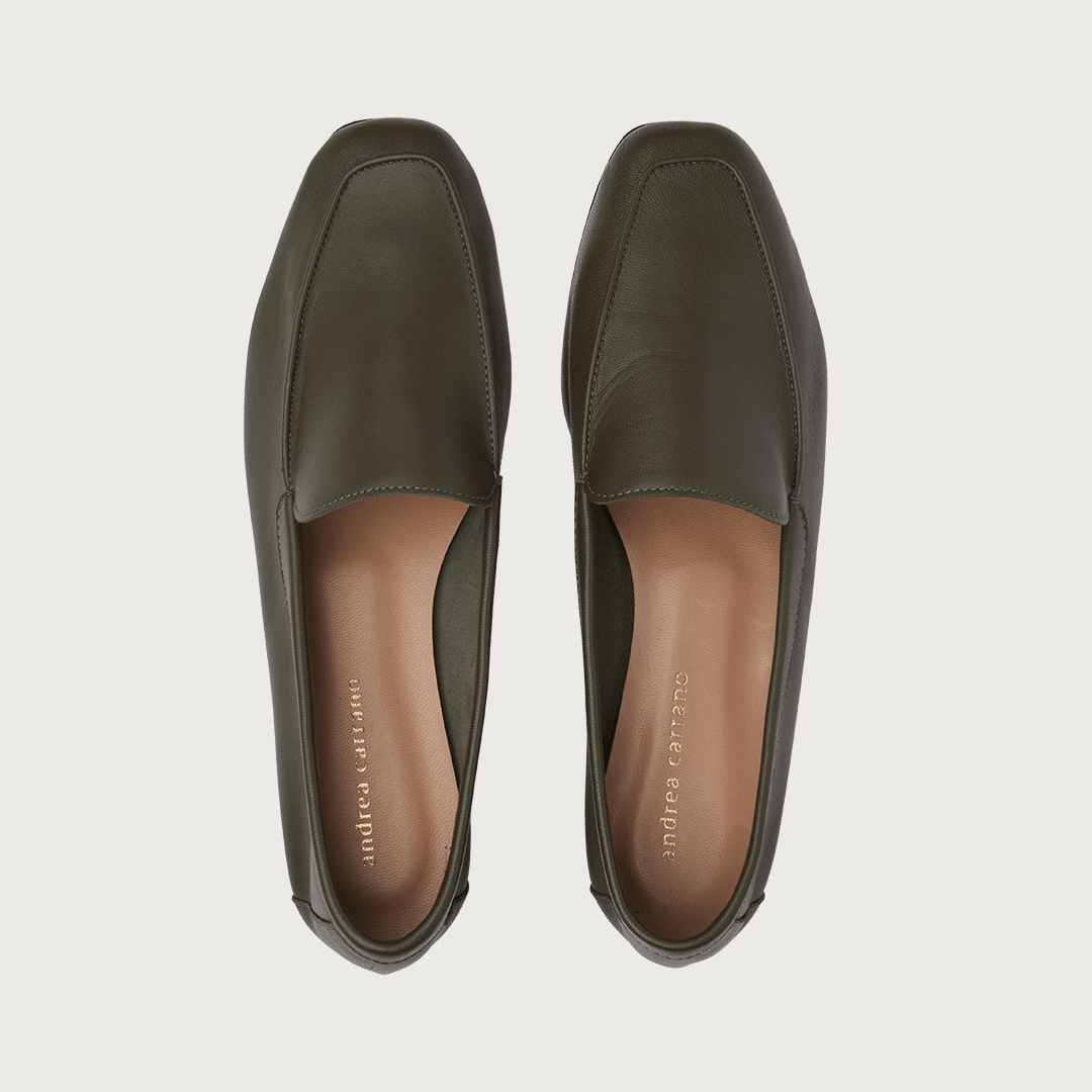 Mare Military Green Leather moccasins Andrea Carrano