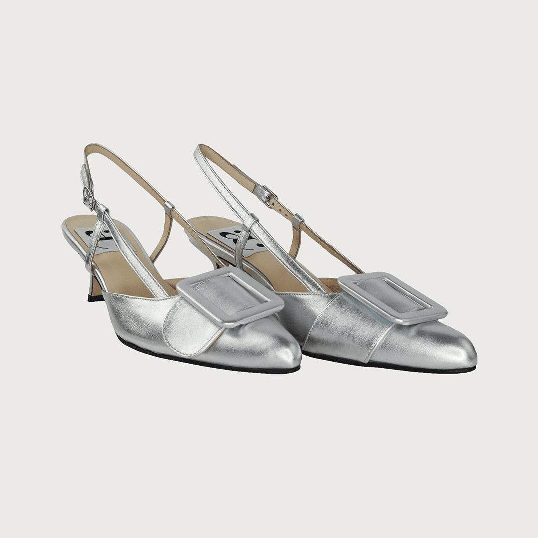 MIA SILVER LEATHER Heels andreacarrano