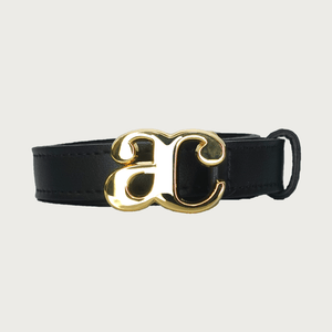 AC GOLD BUCKLE-BLACK LEATHER BELT belts andreacarrano 