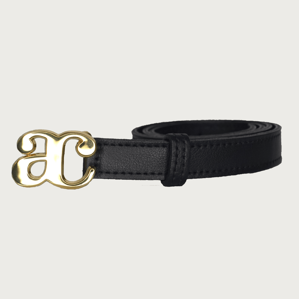 AC GOLD BUCKLE-BLACK LEATHER BELT belts andreacarrano 