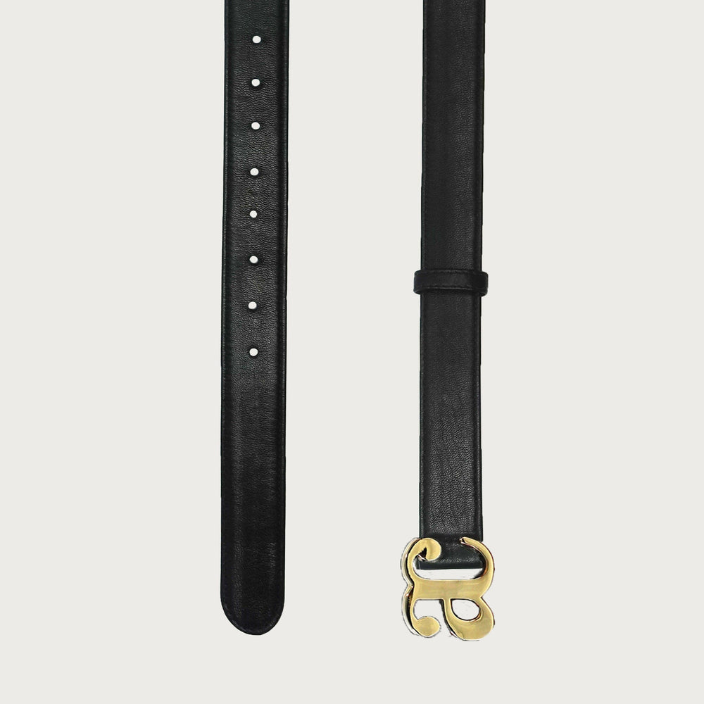 AC GOLD BUCKLE-BLACK LEATHER BELT belts andreacarrano 