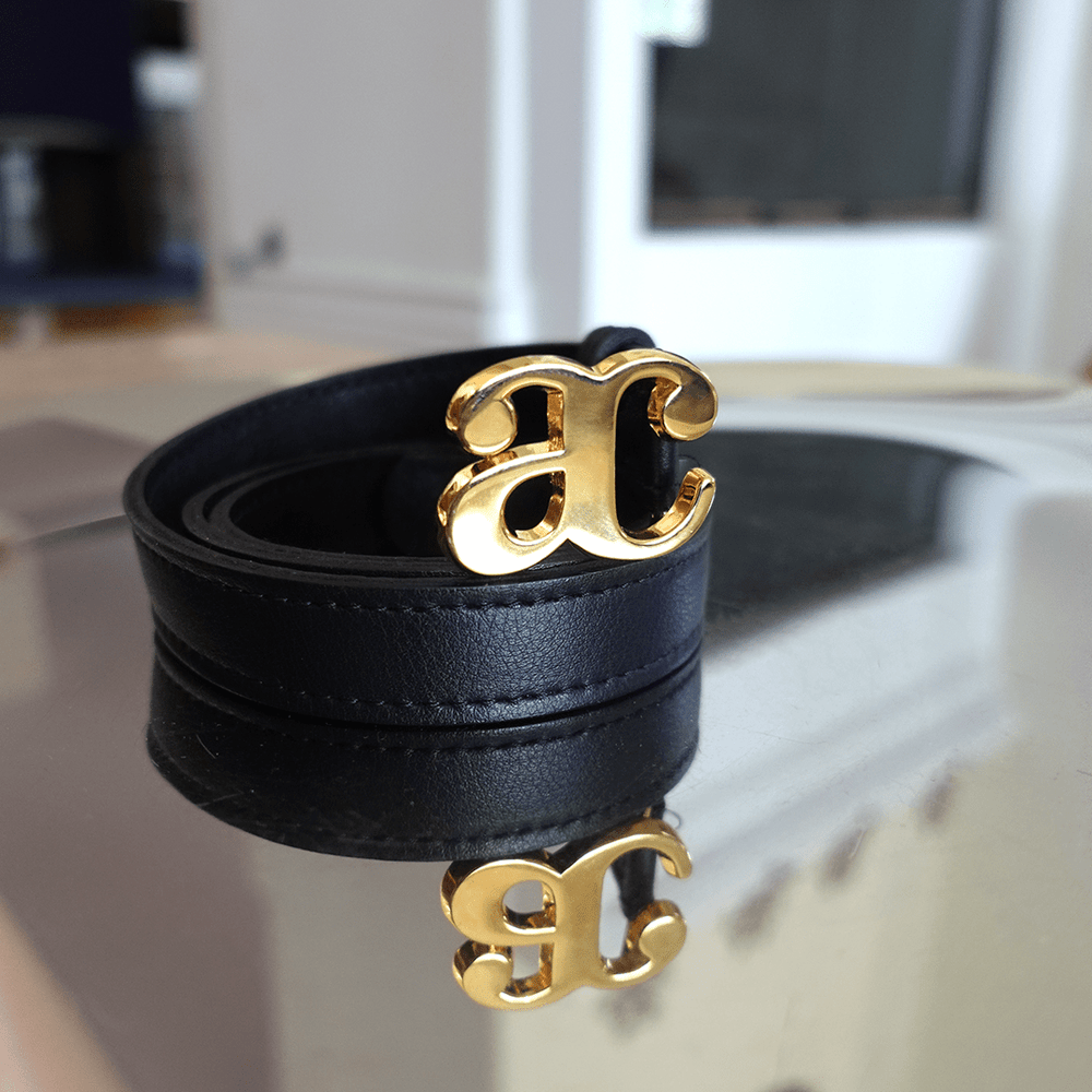 AC GOLD BUCKLE-BLACK LEATHER BELT belts andreacarrano 