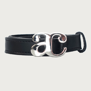 AC SILVER BUCKLE-BLACK LEATHER BELT belts andreacarrano 