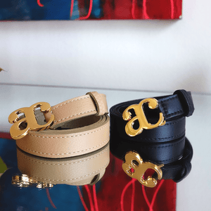 AC GOLD BUCKLE-BLACK LEATHER BELT belts andreacarrano 