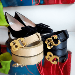 AC GOLD BUCKLE-BLACK LEATHER BELT belts andreacarrano 