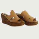 Calamita Soft Cutout Wedge Camel Sandal andreacarrano 