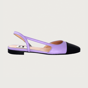 Chloe .5' Slingback Lavender-Black Leather Flats andreacarrano 