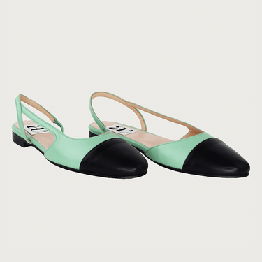 Chloe .5' Slingback Pistachio-Black Leather Flats andreacarrano 