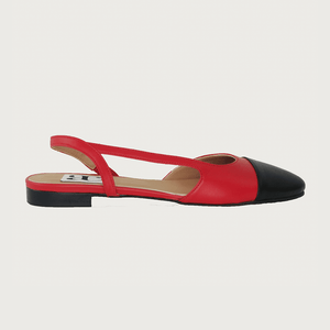 Chloe .5' Slingback Red-Black Leather Flats andreacarrano 