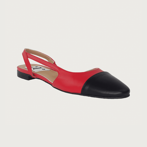 Chloe .5' Slingback Red-Black Leather Flats andreacarrano 