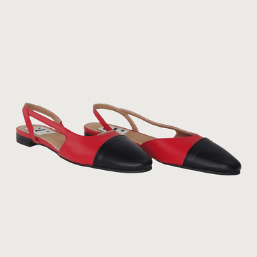 Chloe .5' Slingback Red-Black Leather Flats andreacarrano 