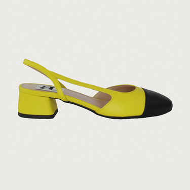 Chloe 1.5' Slingback Canary Yellow-Black Leather Flats andreacarrano 