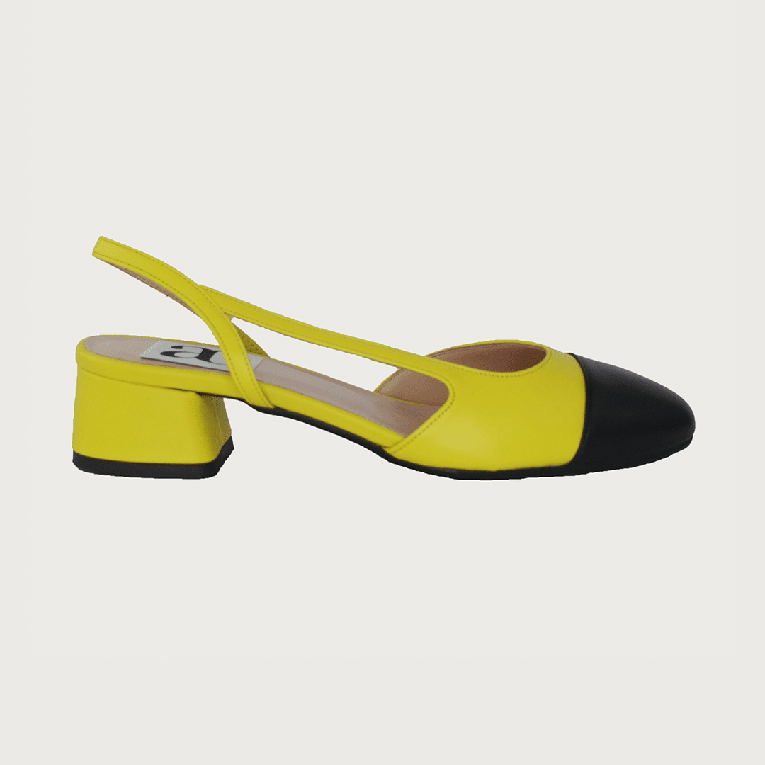 Chloe 1.5' Slingback Canary Yellow-Black Leather Flats andreacarrano 