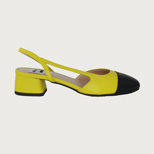 Chloe 1.5' Slingback Canary Yellow-Black Leather Flats andreacarrano 