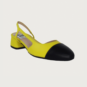 Chloe 1.5' Slingback Canary Yellow-Black Leather Flats andreacarrano 