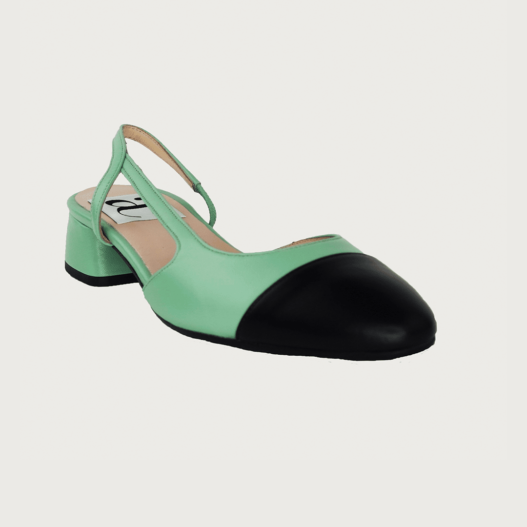 Chloe 1.5' Slingback Pistachio-Black Leather Flats andreacarrano 