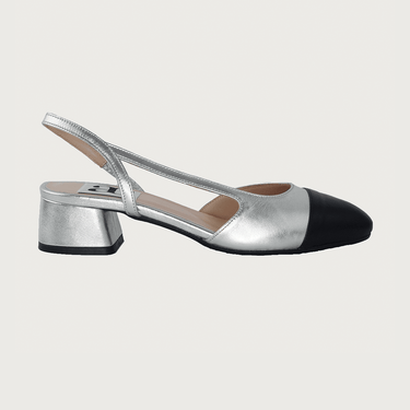 Chloe 1.5' Slingback Silver-Black Leather Flats andreacarrano 