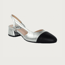 Chloe 1.5' Slingback Silver-Black Leather Flats andreacarrano 