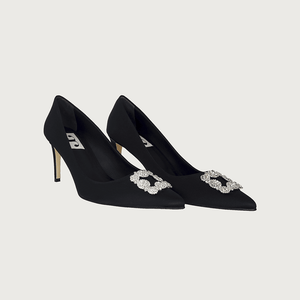 Diane Black Satin Jewel Heels andreacarrano 