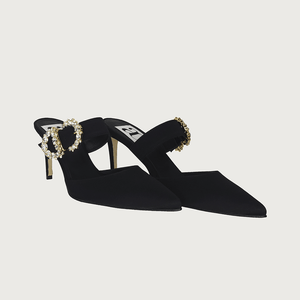 Iside Black Satin Jewel Heels andreacarrano 