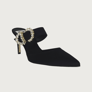 Iside Black Satin Jewel Heels andreacarrano 