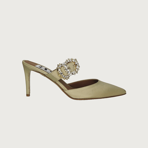 Iside Champagne Satin Jewel Heels andreacarrano 