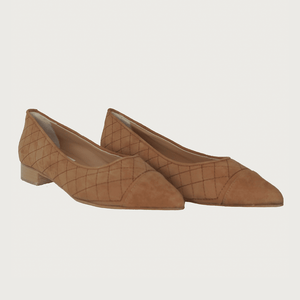 JACKIE QUILTED COGNAC SUEDE Flats andreacarrano 