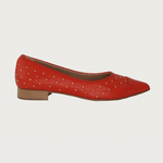 JACKIE QUILTED RED LEATHER GOLD STUDS Flats andreacarrano 