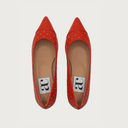 JACKIE QUILTED RED LEATHER GOLD STUDS Flats andreacarrano 