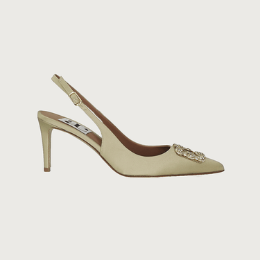 Jade Champagne Satin Jewel Heels andreacarrano 