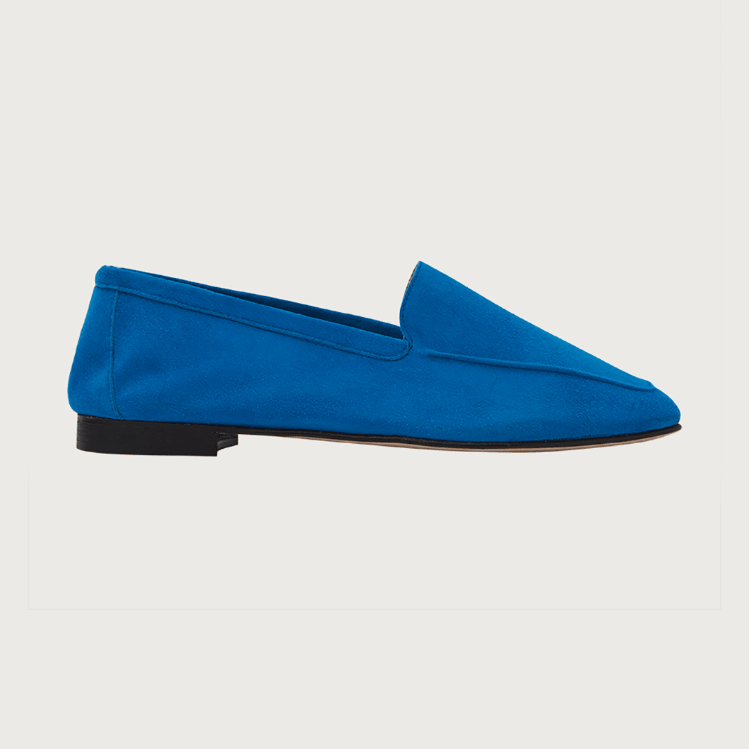 Mare Turquoise Blue Suede moccasins Andrea Carrano 