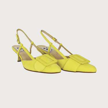 MIA CANARY YELLOW SUEDE Heels andreacarrano 