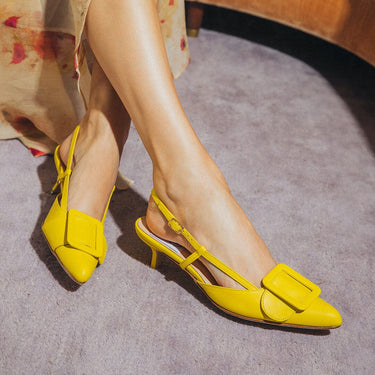 MIA CANARY YELLOW LEATHER Heels andreacarrano 