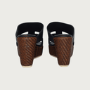 Ombrina Geometric Cutout Wedge Black Sandal andreacarrano 