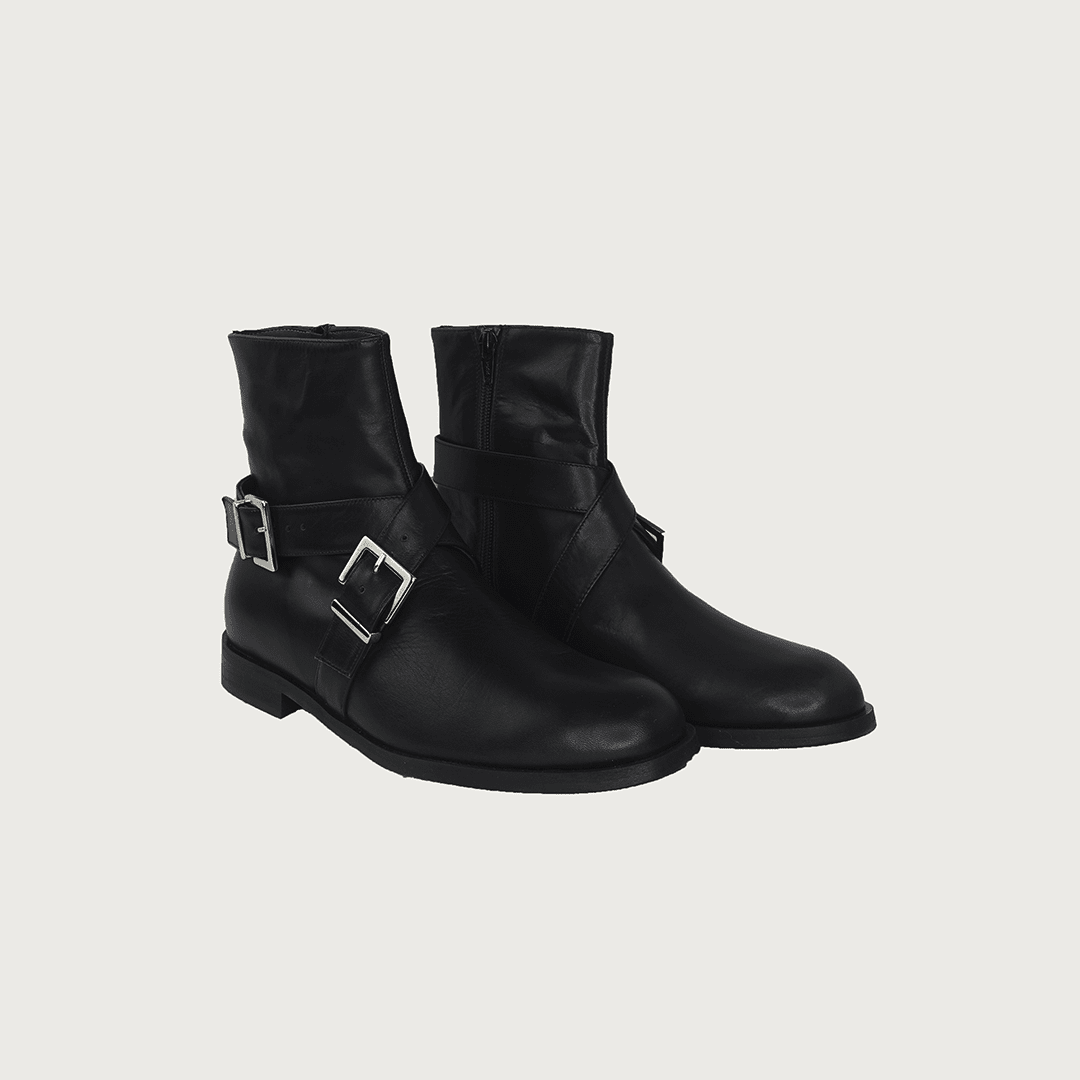 PAOLA BLACK LEATHER boots andreacarrano 