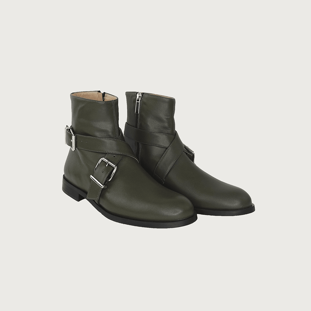 PAOLA GREEN LEATHER boots andreacarrano 