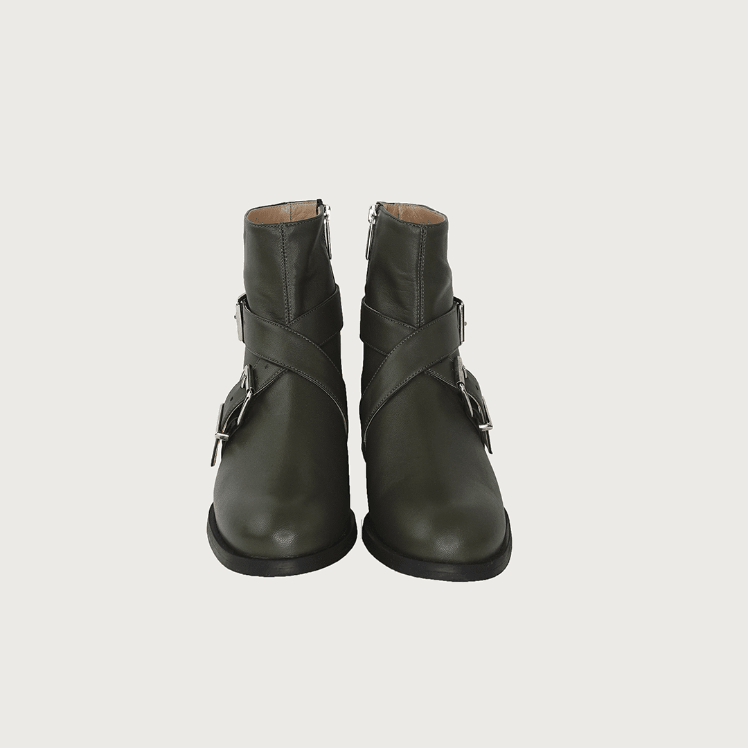 PAOLA GREEN LEATHER boots andreacarrano 