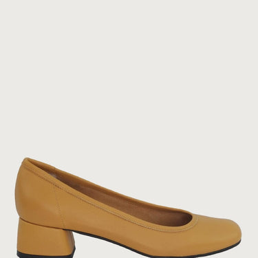 Elena Mustard Leather Heels andreacarrano 
