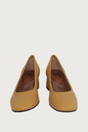 Elena Mustard Leather Heels andreacarrano 