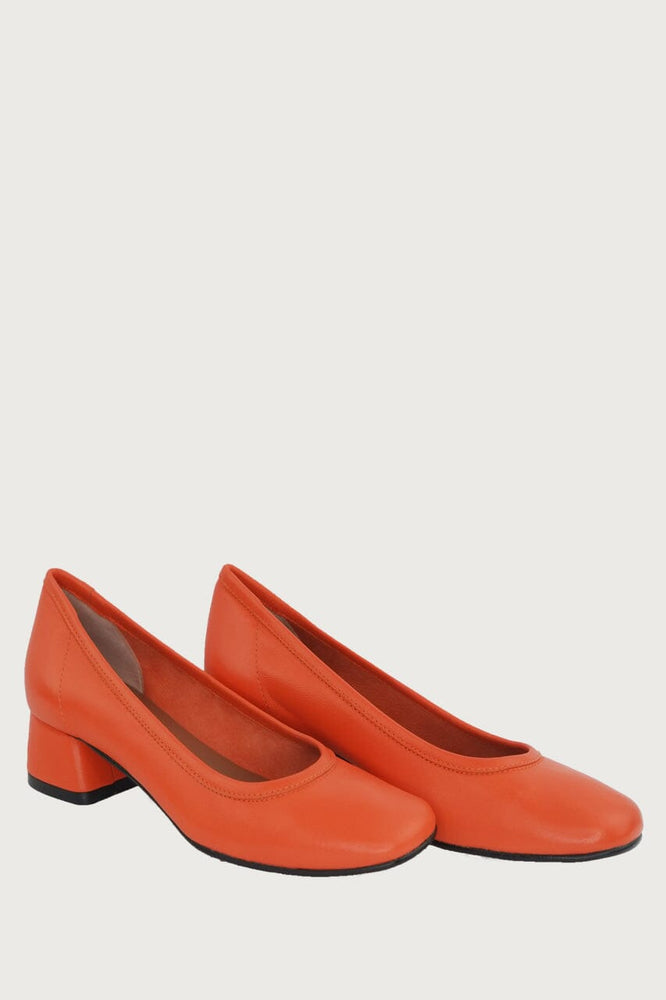 Elena Orange Leather Heels andreacarrano 